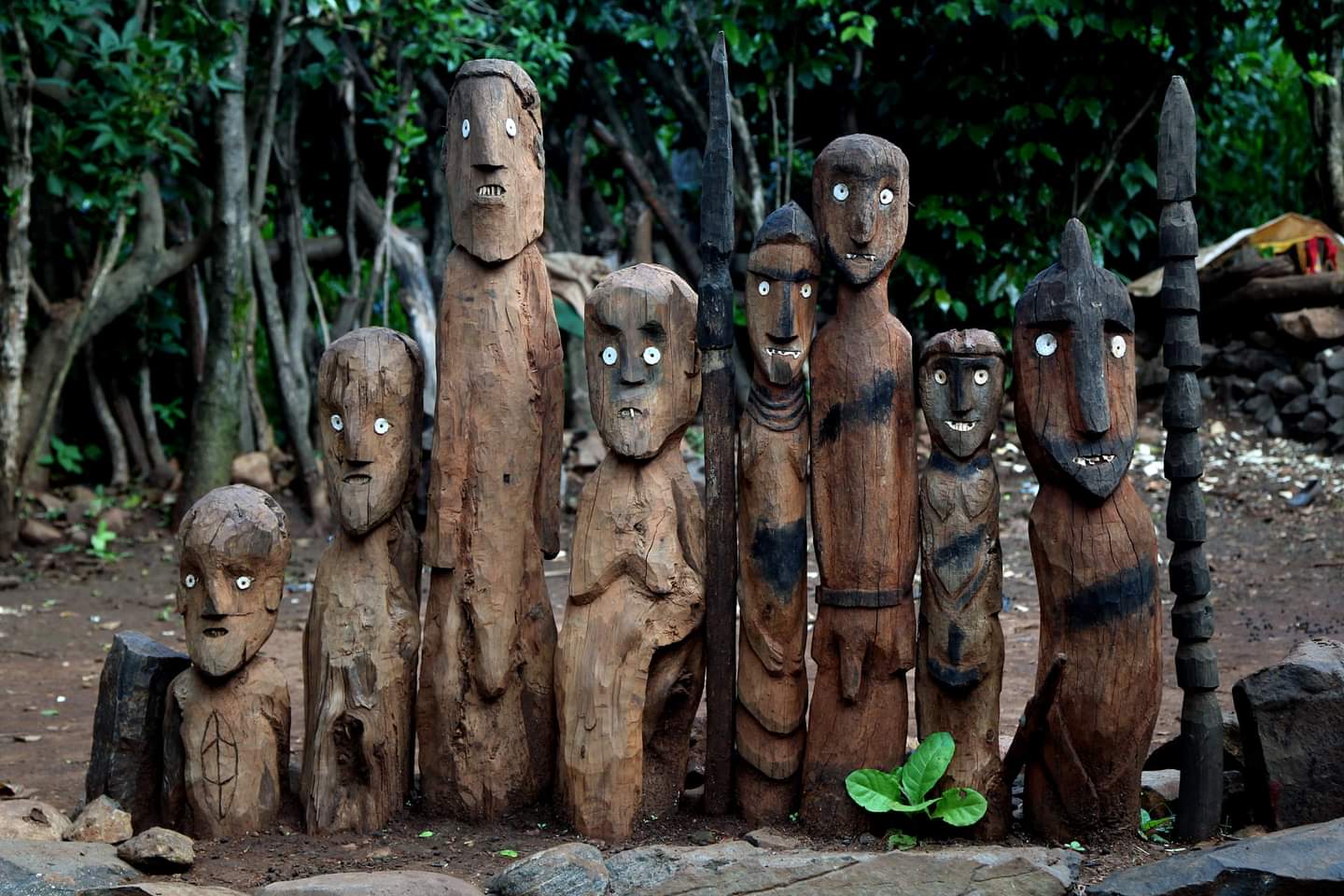 Konso wooden waka statues