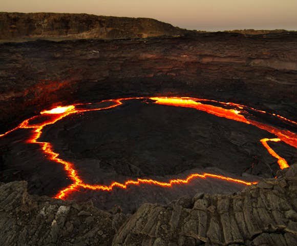Erta Ale's active lava lake at night